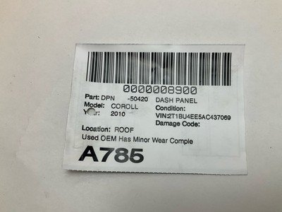 2009-2010 TOYOTA COROLLA Dash Panel Front Complete OEM 5530200280B - Image 15