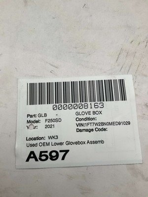 2020-2022 FORD F250 SD PICKUP Lower Glove Box Dark Gray Original Ford Part - Image 20