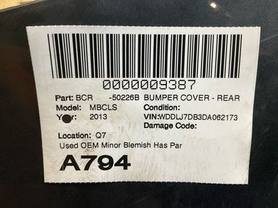 2012-2014 MERCEDES CLS 550 W218 Bumper Cover Rear Park Assist Type OEM - Image 15