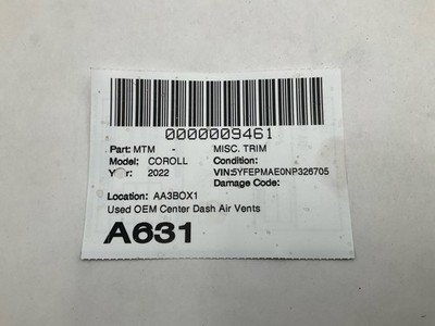 2020-2022 TOYOTA COROLLA Center Dash Air Vents Complete Assembly w/ Harzard - Image 10