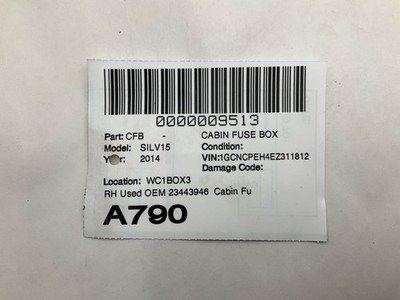 2014 CHEVY SILVERADO 1500 Cabin Fuse Box Right Passenger OEM 23443946 - Image 9