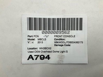 2013 MERCEDES CLS 550 W218 Front Console Overhead Dome Light OEM Tested - Image 8