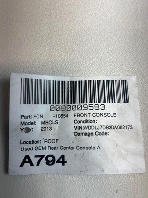 2012-2018 MERCEDES CLS550 W218 Rear Center Console Assembly Black OEM - Image 20