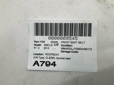 2012-2013 MERCEDES CLS550 W218 Front Seat Belt Retractor Left Driver Bucket Seat - Image 11