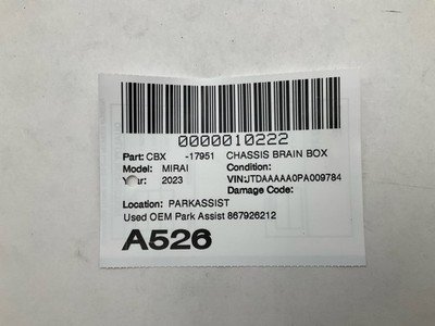 2021-2023 TOYOTA MIRAI Park Assist Control Module OEM 8679262120 w/ 28k Miles - Image 7