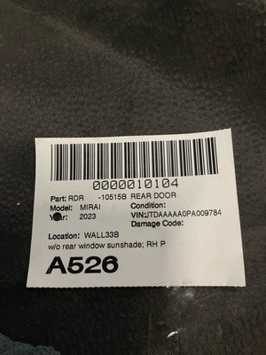 2021-2023 TOYOTA MIRAI Rear Door Right Passenger 090 Oxygen White OEM 28k Miles - Image 17