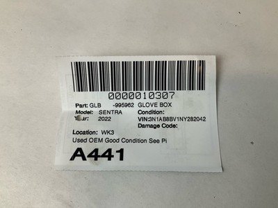 2020-2024 NISSAN SENTRA Glove Box Storage Compartment Grade A 9k Miles OEM - Image 9