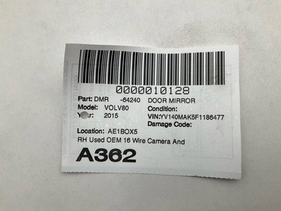 2012-2016 VOLVO 80 SERIES Door Mirror Right Passenger 16 Wire OEM 31298849 - Image 8
