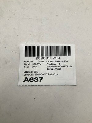 2017-2019 KIA SPORTAGE Body Control Module OEM 95400D9700 w/ 79k Miles - Image 5