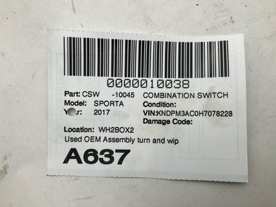 2017-2019 KIA SPORTAGE Combination Switch Assembly Turn and Wiper w/o Fog Lamps - Image 7