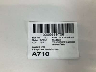 2014-2018 MERCEDES CLA250 W117 CLASS Rear Door Trim Panel Right Passenger OEM - Image 7