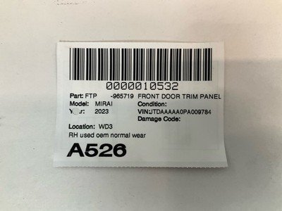 2021-2024 TOYOTA MIRAI Front Door Trim Panel Right Passenger Black OEM - Image 12