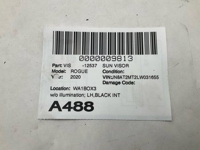 2018-2020 ROGUE EXCEPT SPORT Sun Visor Left Driver NO Illumination OEM - Image 7