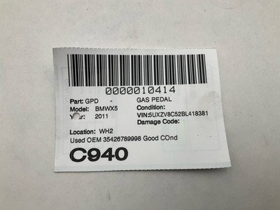 2011 BMW X5 F30 F36 F10 F13 Gas Accelerator Pedal OEM 35426789998 - Image 6