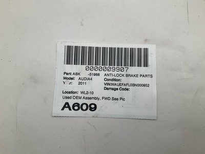 2010-2012 AUDI A4 Anti-lock Brake Parts ABS OEM 8K0857551L7C0 FWD Sedan - Image 7
