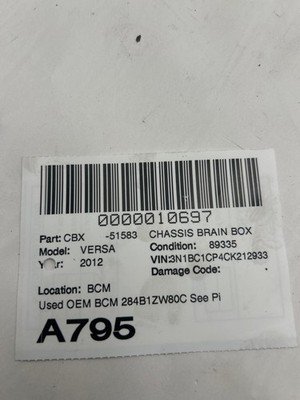 2010-2012 NISSAN VERSA Body Control Module BCM OEM 284B1ZW80C 89k Miles - Image 9