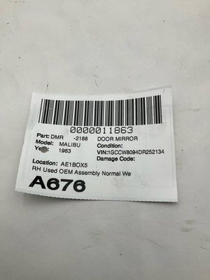 1978-1985 CHEVY El Camino MALIBU Door Mirror Right Passenger Rare OEM - Image 8