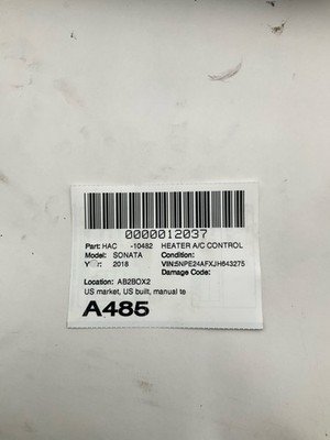 2018-2019 HYUNDAI SONATA Heater AC Control US Market US Built OEM 97250C2AA0ZL5 - Image 10