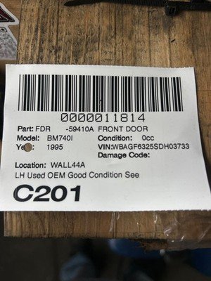 1995-2001 BMW 740i E38 Front Door Left Driver Black OEM 41518215309 - Image 18