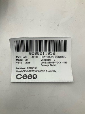 2016-2017 JAGUAR XF Heater AC Control w/ Push Start OEM GX6318C858SD - Image 12