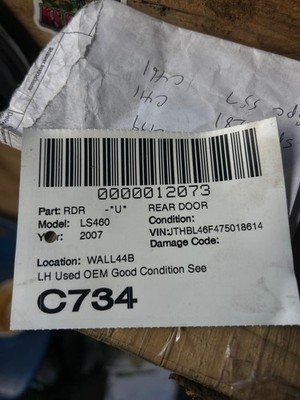 2007-2017 LEXUS LS460 Rear Door Left Driver SWB OEM 6700450060 Smokey Granite - Image 15