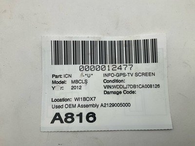 2012 MERCEDES CLS550 W218 Info Dispaly Screen OEM A2129005000 7' Parts Only - Image 3