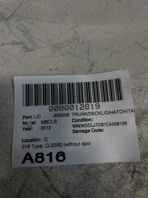 2012-2018 MERCEDES CLS550 W218 Trunk Decklid without Spoiler Camera Type OEM - Image 19