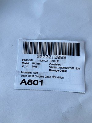 2013-2016 NISSAN PATHFINDER Front Grille with Chrome NO Camera 3.5L OEM - Image 7