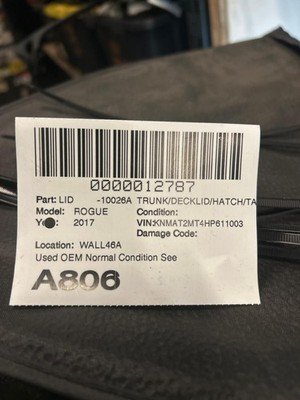 2015-2017 ROGUE EXCEPT SPORT Trunk Decklid Tailgate with Rear View Camera OEM - Image 21