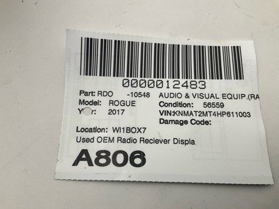 2015-2017 ROGUE EXCEPT SPORT Information Radio Navigation Display Screen 7" OEM - Image 7