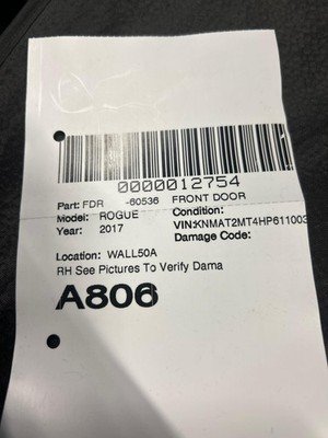 2014-2020 ROGUE EXCEPT SPORT Front Door Right Passenger Magnetic Black OEM - Image 16