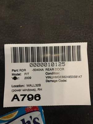 2009-2014 HONDA FIT Rear Door Right Passenger Power Windows Milano Red OEM - Image 14