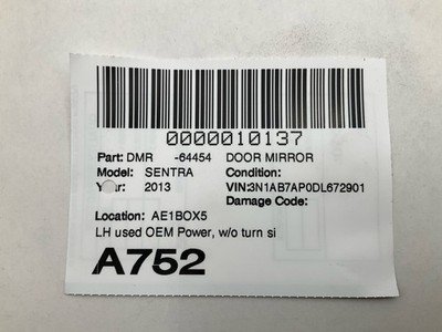 2013-2015 NISSAN SENTRA Door Mirror Left Driver Sedan Super Black OEM 963023SG0B - Image 7