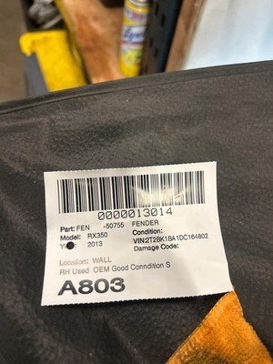 2010-2015 LEXUS RX350 Fender Right Passenger Starfire Pearl OEM 538110E070 - Image 12