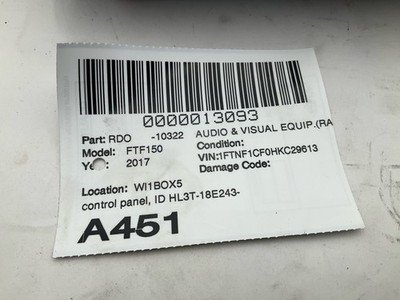 2017 FORD PICKUP F150 Audio Radio Heater AC Control Panel ID OEM HL3T18E243DBA - Image 7