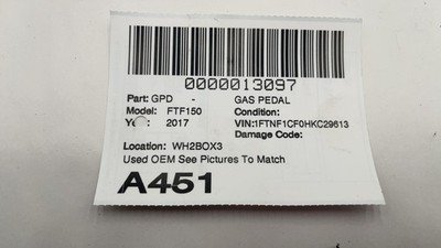 2017 FORD PICKUP F150 Gas Pedal Throttle Accelerator OEM FL349FB36AB - Image 8