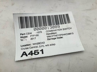 2015-2020 FORD PICKUP F150 Combination Switch Cruise Control NO Cruise Control - Image 8