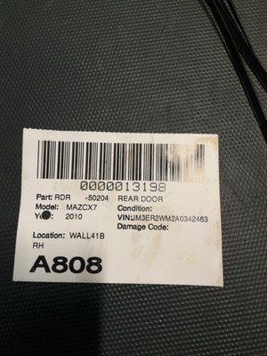 2007-2012 MAZDA CX7 Rear Door Right Passenger Black Cherry Mica OEM EGY17202XP - Image 14
