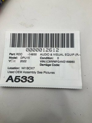 2022-2024 DODGE PICKUP 1500 Audio AM FM Radio Receiver 5" Display Screen OEM - Image 6