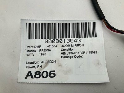 1991-1997 TOYOTA PREVIA Door Mirror Right Passenger Manual Remote OEM - Image 5