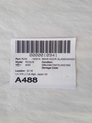 2017-2020 ROGUE EXCEPT SPORT Rear Door Glass Window Left Driver OEM Privacy Tint - Image 3