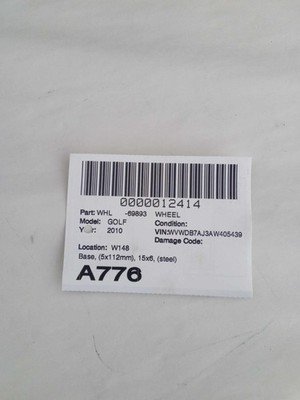 2006-2014 GOLF EXCEPT GTI Wheel Rim 15x6" Steel 18 Hole Factory OEM 1K0601027C - Image 4