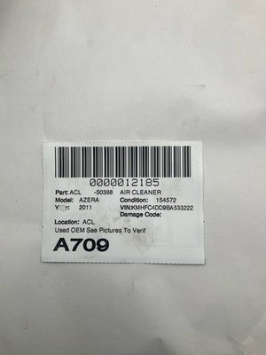 2010-2011 HYUNDAI AZERA Air Cleaner Box 3.3L OEM 281113L600 - Image 10