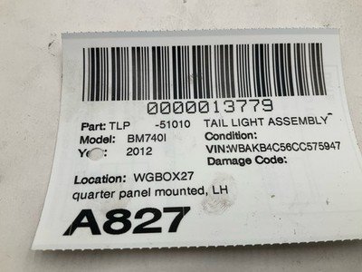 2011-2012 BMW 740Li F02 Tail Light Assembly Left Driver Quarter Panel Mounted - Image 9