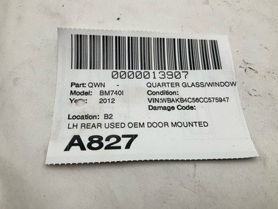 2011-2015 BMW 740Li F02 Quarter Glass Window Left Rear Driver Door Mounted OEM - Image 6