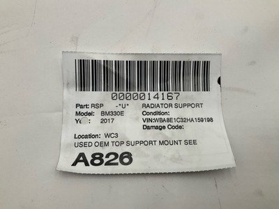 2017 BMW F30 330E Front Upper Radiator Support Core Tie Bar OEM 120k Miles - Image 6