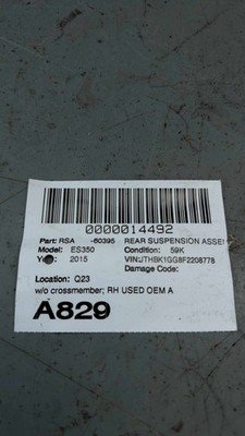 2013-2018 LEXUS ES350 Right Rear Suspension without Crossmember OEM 59k Miles - Image 9