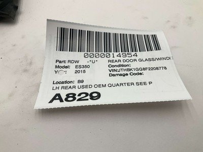 2013-2018 LEXUS ES350 Left Rear Door Quarter Window Vent Glass 59k Miles OEM - Image 6
