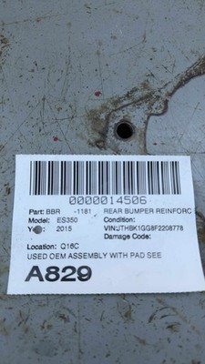 2013-2018 LEXUS ES350 Rear Bumper Reinforcement Impact Bar w/ Absorber OEM 59k - Image 22