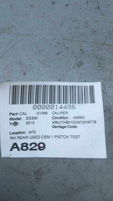 2013-2018 LEXUS ES350 Right Rear Passenger Brake Caliper 59k OEM 1 Piston - Image 9